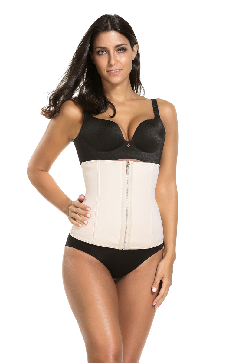 F3240-1 Apricot Spiral Boned Sport Workout Body Shaper Waist Cincher